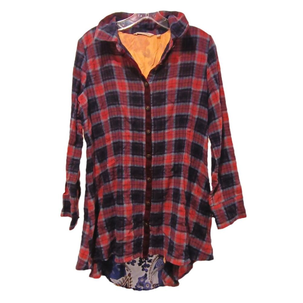 Soft Surroundings Kensington Patchwork Velvet Floral Plaid Top Size S Romantic
